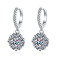 Romantic 1 Carat VVS Moissanite Earrings Platinum 925 Sterling Silver Jewelry for Women for Wedding & Engagement