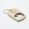 Custom Eco-Friendly Bamboo Beer Bottle Opener - Mini Size Wooden Key Chain With Engraved Logo