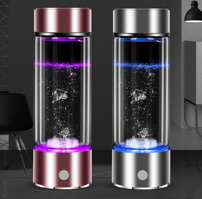 Hotsale Electric Battery USB 400ML SPE PEM LED Portable No Residual Chlorine Ozone Rich Hydrogen Generator Water Ionizer Bottle