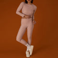Sportswear Gym Sets for Women Workout Fitness Yoga 2 Piece Long Sleeve Backless Top and Leggings Set