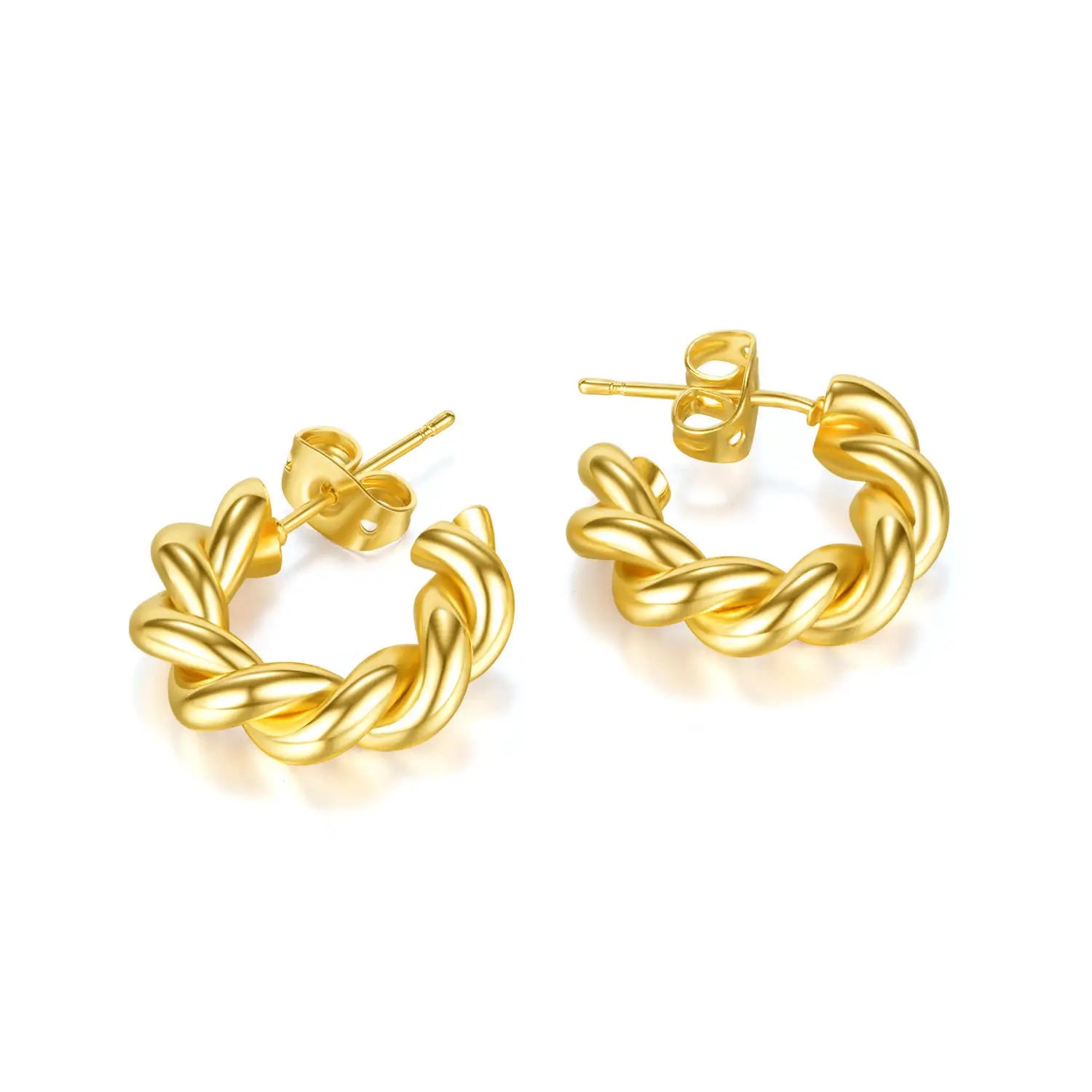 Fashionable Twist C-Shaped Earrings Geometric Versatile Antique Brass Hypoallergenic Copper Patina Earrings