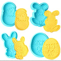 4Pcs DIY Easter Bunny Plastic Baking Mold Easter Egg Biscuit Cookie Cutter Plunger Fondant Cake Tools
