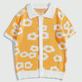 Custom Design logo Knitwear Knit Jumper Fashion Casual Summer Jacquard Men Short Sleeve Knitted Top Sweater Cardigan
