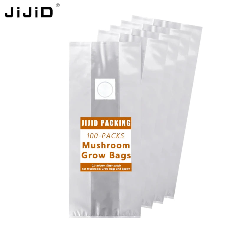 JIJID 180*350mm Autoclavable Gusseted 0.2 Micron Filter Breathable Pp Oyster Mushroom Grow Bags Fungus Growing Spawn Bags