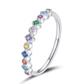 Hot Sale 925 Sterling Silver Rainbow Original Rings for Women Colorful Zircon and Cut Diamond Jewelry SCR697