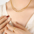 French Romanticism Minimalist 18k Gold-plated Multi Layered Chain Necklace Stainless Steel Non Tarnish Women Jewelry