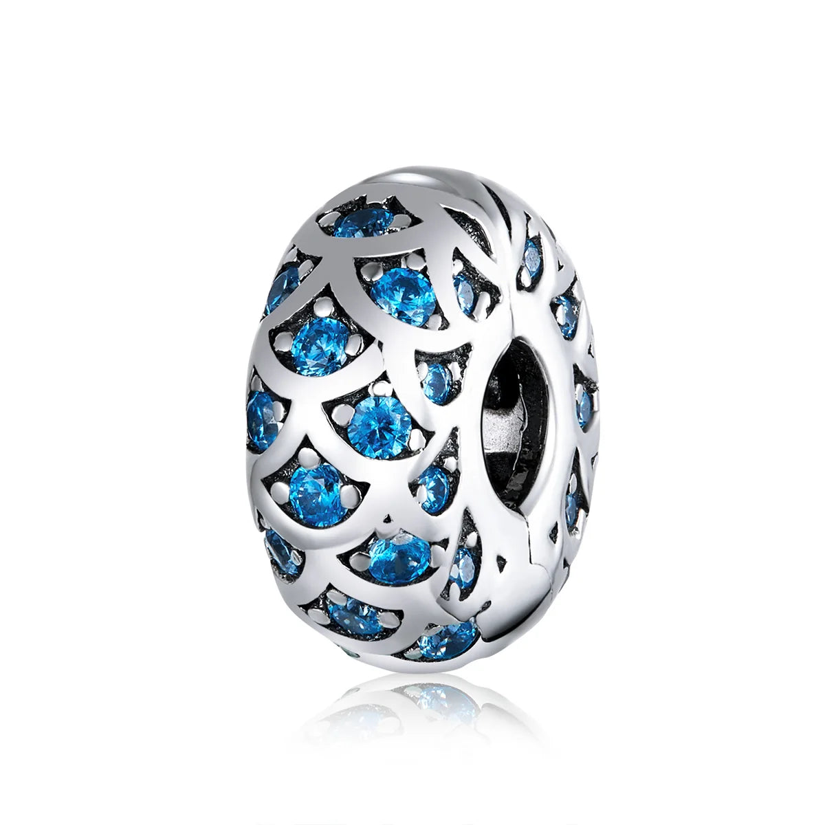 Silver 925 Jewelry Blue Clip Stopper Charm for Original Silver Snake Bracelet Jewelry Making Fine Jewelry SCC1513