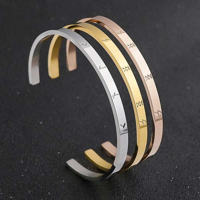 Custom Bangle Name Stainless Steel Cuff Bangles Bracelets for Women Girl Rose Gold Jewellery Valentine's Day Gift