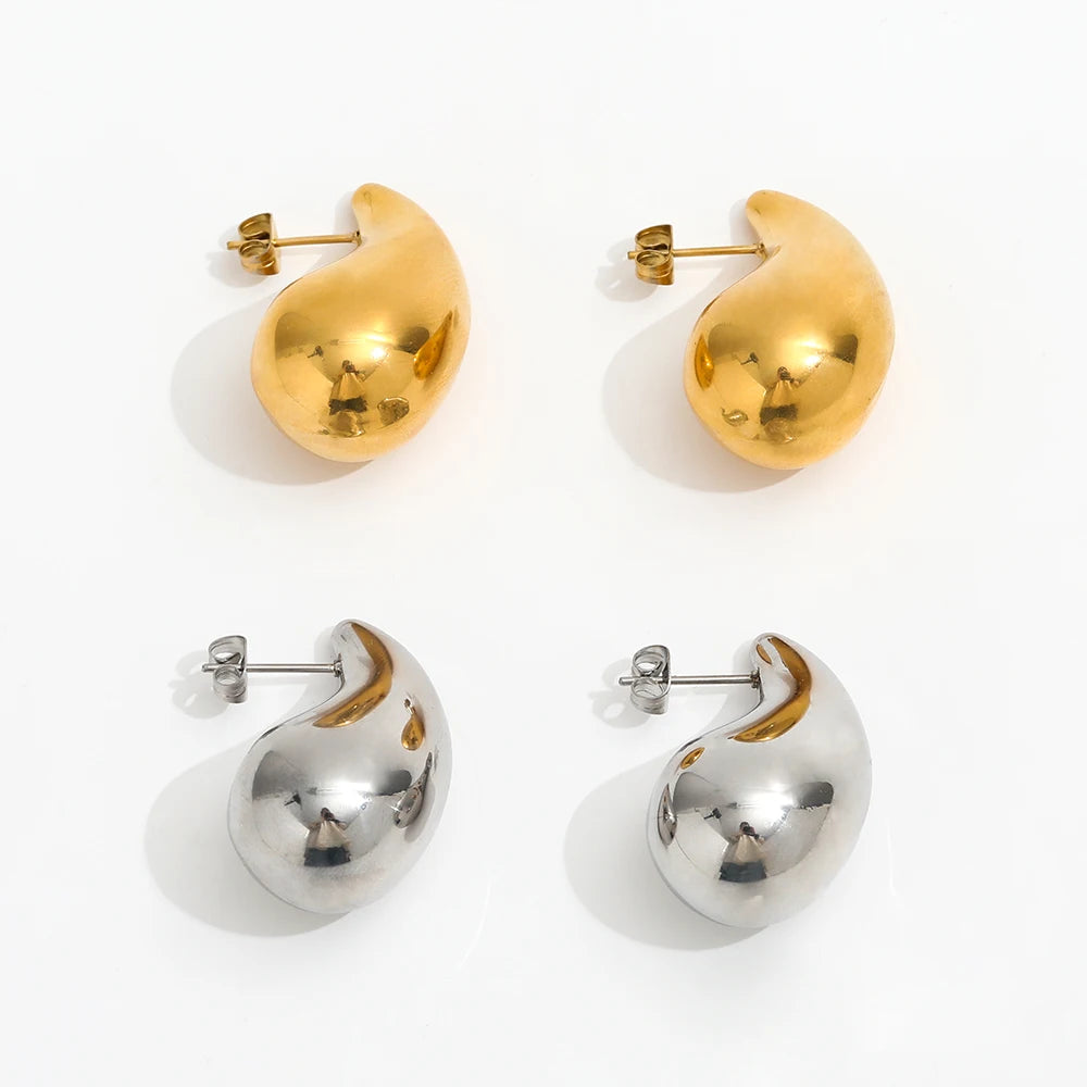 Fenny 18K Gold-plated Wholesale Tarnish Free Chunky Big Bubble Hollow Waterdrop Stud Stainless Steel Earring for Women