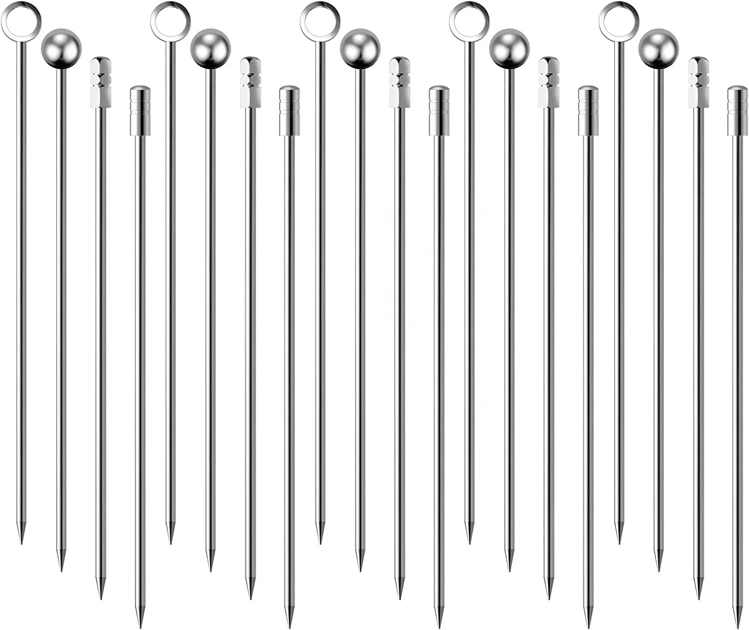 Reusable Stainless Steel Cocktail Picks Sticks-Food Safe Customizable Bar Tools Easy Control for Martini Olives Fruit Garnishes