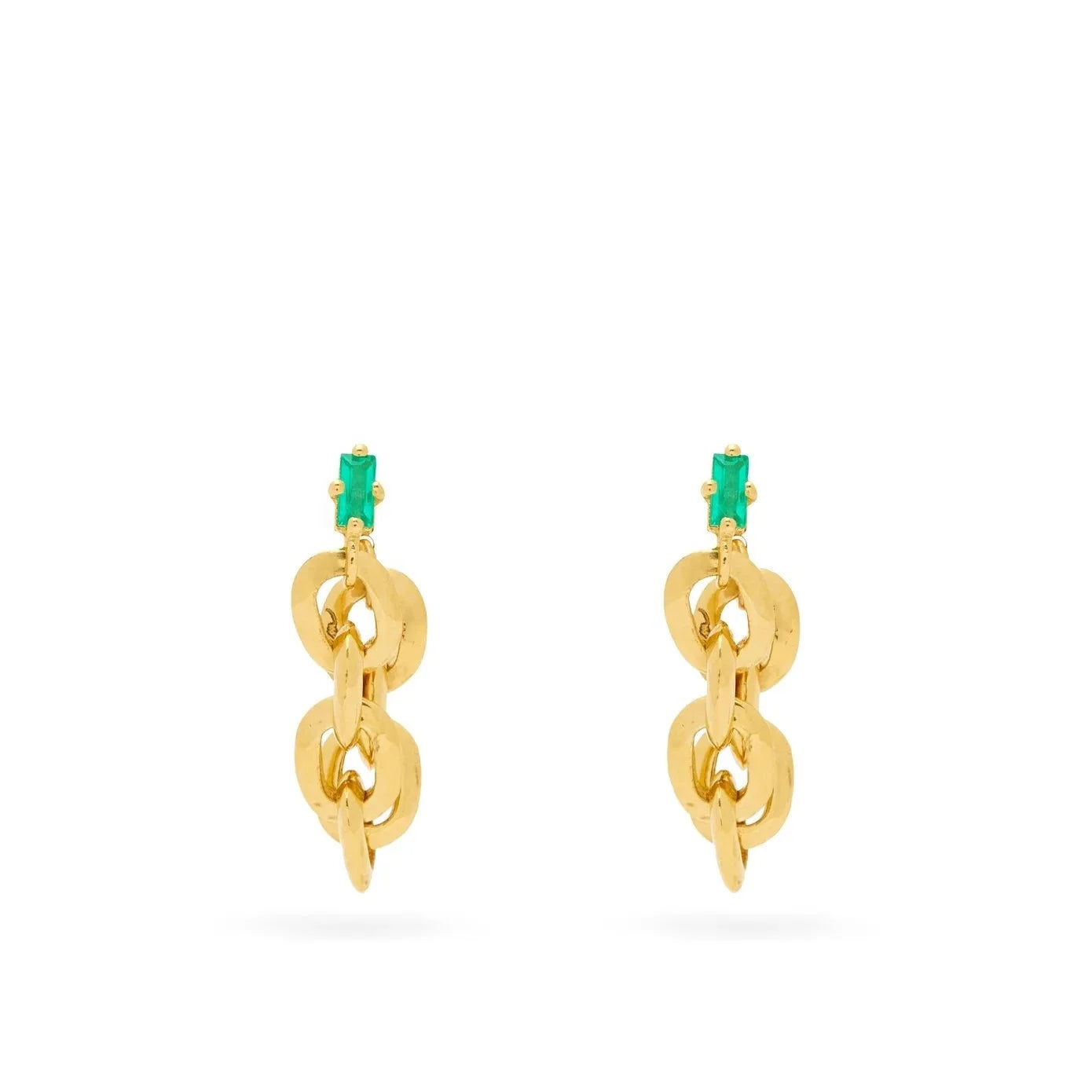 LOZRUNVE 925 Sterling Silver Trendy Jewelry Colored Baguette CZ Chain Link Drop Stud Earring