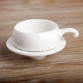 Branded White Ceramic Cup and Plate Set for Hotels