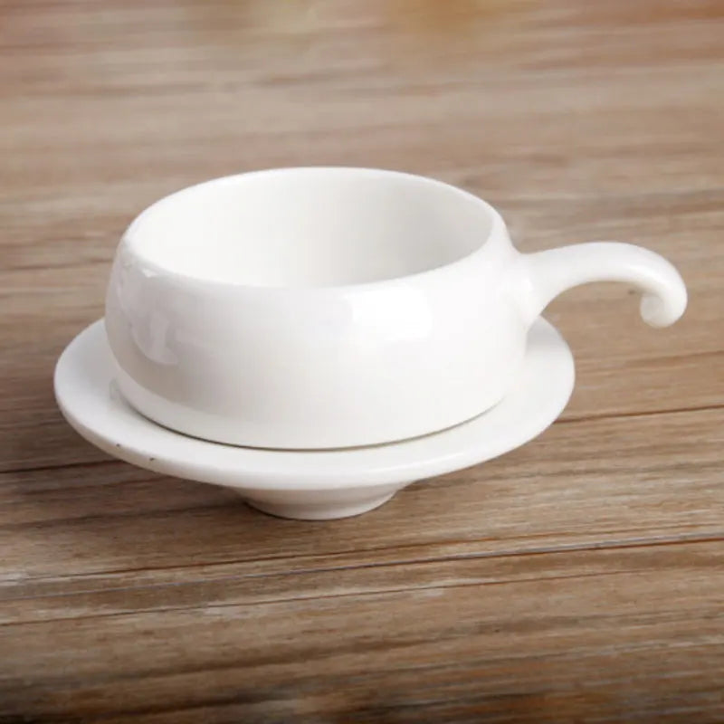 Branded White Ceramic Cup and Plate Set for Hotels