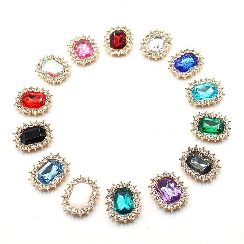 New Arrival Rectangle Shape Alloy Disc Buckle Gold Bottom Gold Loose for Sew-on Elegant Buckle for Clothing Accessories