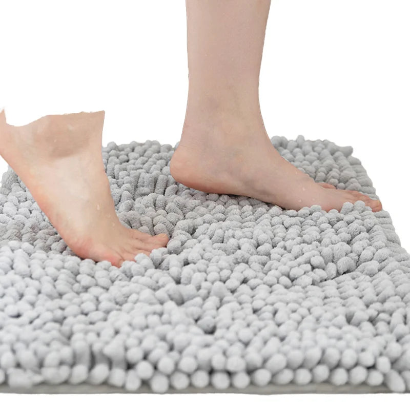 Waterproof Anti-Slip Chenille Bath Mat PVC Microfiber and Sponge Material Shaggy Pattern Shower Mat for Bathroom Use