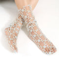 Casual Lovely Thin Flower Mesh Socks Exquisite Light Women Floral Lace Tulle Socks for Female
