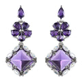 Elegant Rhodium Plated 925 Silver Jewelry Natural Amethyst Drop Earrings for Women Birthday Gift Party Wear