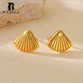Wholesale Dainty Gold Plating 925 Sterling Silver Jewelry Earrings 18k Gold Plated Trendy Shell Design Stud Earrings for Women
