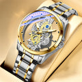 AliExpress Popular TIGERAO Men Watch Fashion Skeleton Quartz Wristwatch Waterproof Stainless Steel Watches Luxury Gold Men Clock