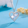 Fine Jewelry S925 Sterling Silver Charm Pendant Hollow Crystal Diamond Heart 925 Sterling Silver Pendant Necklace
