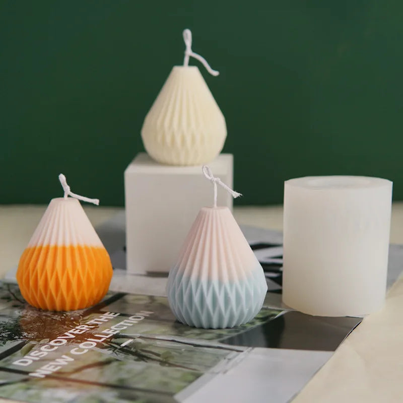 Handmade Eco-Friendly Odorless Pear Silhouette Silicone Molds for Candle and Cake Decor DIY Tools with OPP Bag Packaging