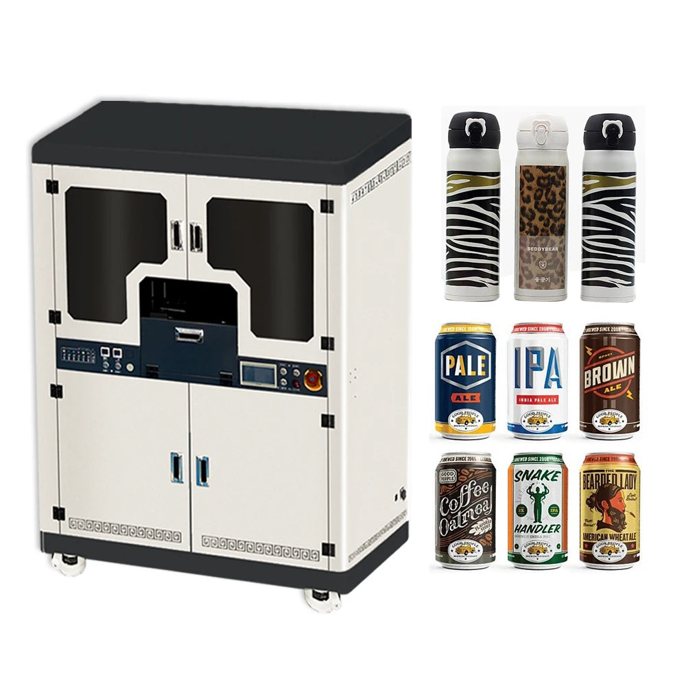 Automatic Super Speed Round Cylinder UV Printer for Glass Perfume Cup Beverages Can Plastic Bottle Thermos Cup Printing Machine