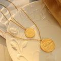 2022 Newest 18k Gold Plated Sun Shaped Choker Necklace Multi Layered Tarnish Free Stainless Steel Sunflower Vintage Necklace