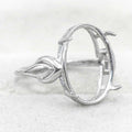 Sterling Silver 13*18mm Semi Mount Ring Empty Frame Blank Support Setting S925 Base Holder Without Center Stone for DIY Inlay