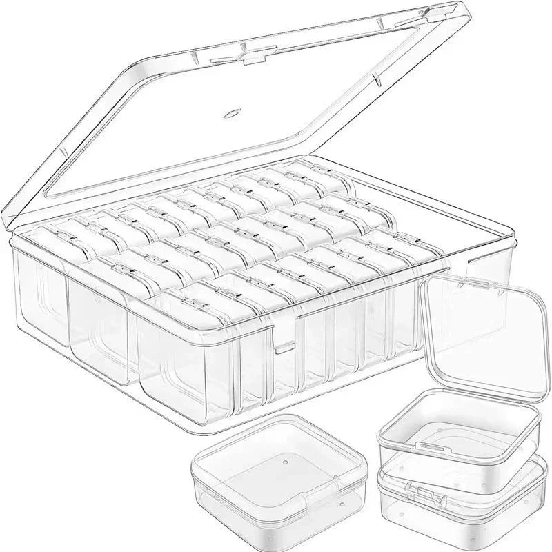 OWNSWING Plastic Storage Container Clear Clay Beads Storage Containers Case with Hinged Lid Transparent Bead Organizer  Box