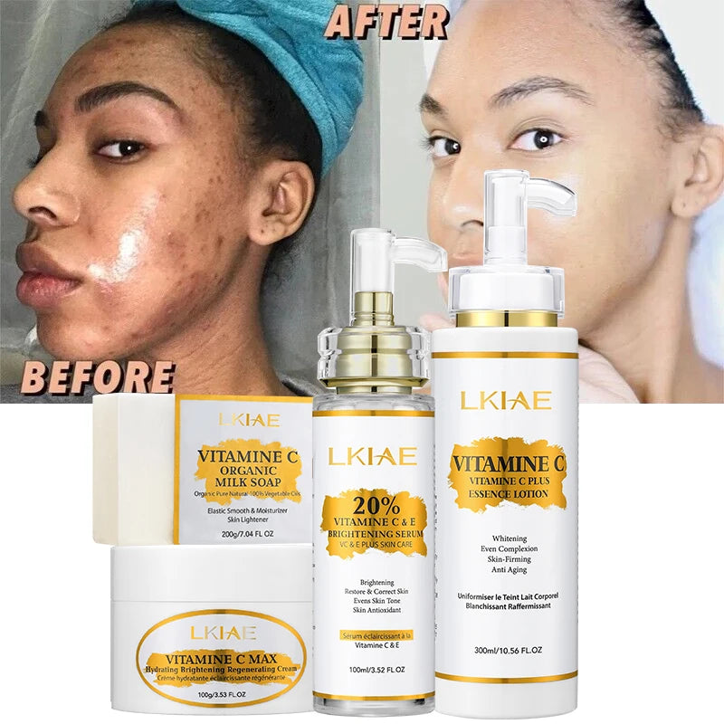 HOT Selling  Beauty Hydrating Brightening Soap Vitamin C Serum Body Lotion Anti Aging Cream Privated Label Skin Care Set(new)