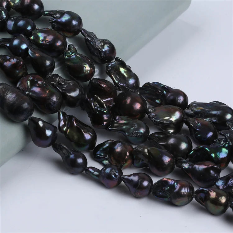 Zhuji 15-22mm Black Real Loose Beads Freshwater Large Size Baroque Pearl Strand