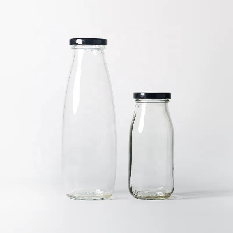 200ml 250ml 300ml 500ml 1000ml Clear Water Bottle Portable Beverage Glass Bottle With Screw Cap