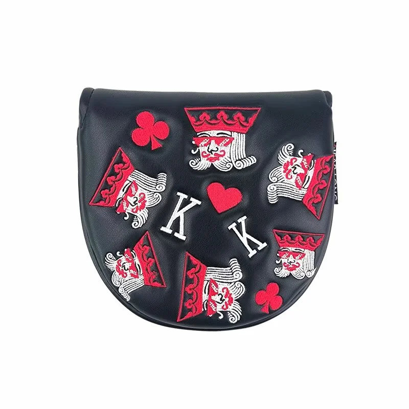 Factory Direct Custom Black Red Anime Embroidery Pattern Waterproof Leather Golf Putter Club Head Covers New Style