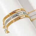 Aretas Fashion Colorful Zircon Inlaid Sliding Titanium Steel Temperament Women'S Bracelet Stainless Steel Chain Bracelet