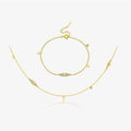 FUAMAY Fashion 18K Gold Plated Silver 925 Pave Geometric Jewelry Set Sterling Silver Geometric Sparkle Chain Necklace Bracelet
