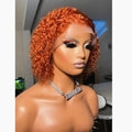 Bob Wig Deals Orange Ginger Color Tiny Curly Wave Human Hair Cuticle Aligned Lace Front Wigs