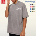 SK Fried Unisex Vintage 100% Cotton Crewneck Short-Sleeve Oversized T-Shirt Heavy-Duty Knitted O-Neck Solid Printed Blank