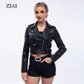 Faux Leather Jacket for Women Crop Short Cropped PU Slim Zip up Moto Biker Coat Motorcycle Jackets