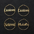 Gold Plated  Hoop Earrings Stainless Steel Personalized Name Earrings Design for Women and Girls