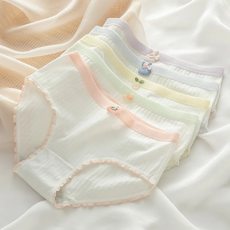 Newest Thin Soft Breathable Young Girl Women's Underwear Cotton Panty With Lace Seamless Ladies Full Panties Underwear Women's