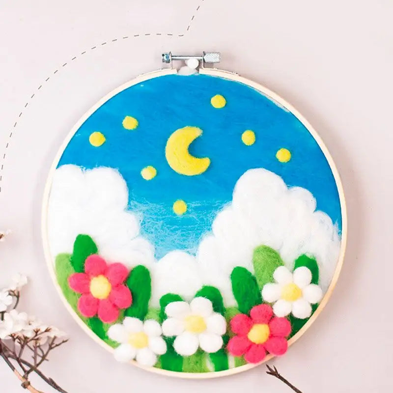 CHENISTORY DIY Wool Felting Painting Embroidery Frame Handmade Needle Wool Painting Picture Canvas Home Decors Crafts Gift