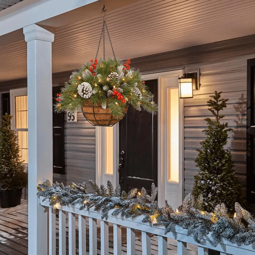 Christmas Hanging Basket Wreath Holiday Decorations Christmas Wreath Artificial Christmas Hanging Basket