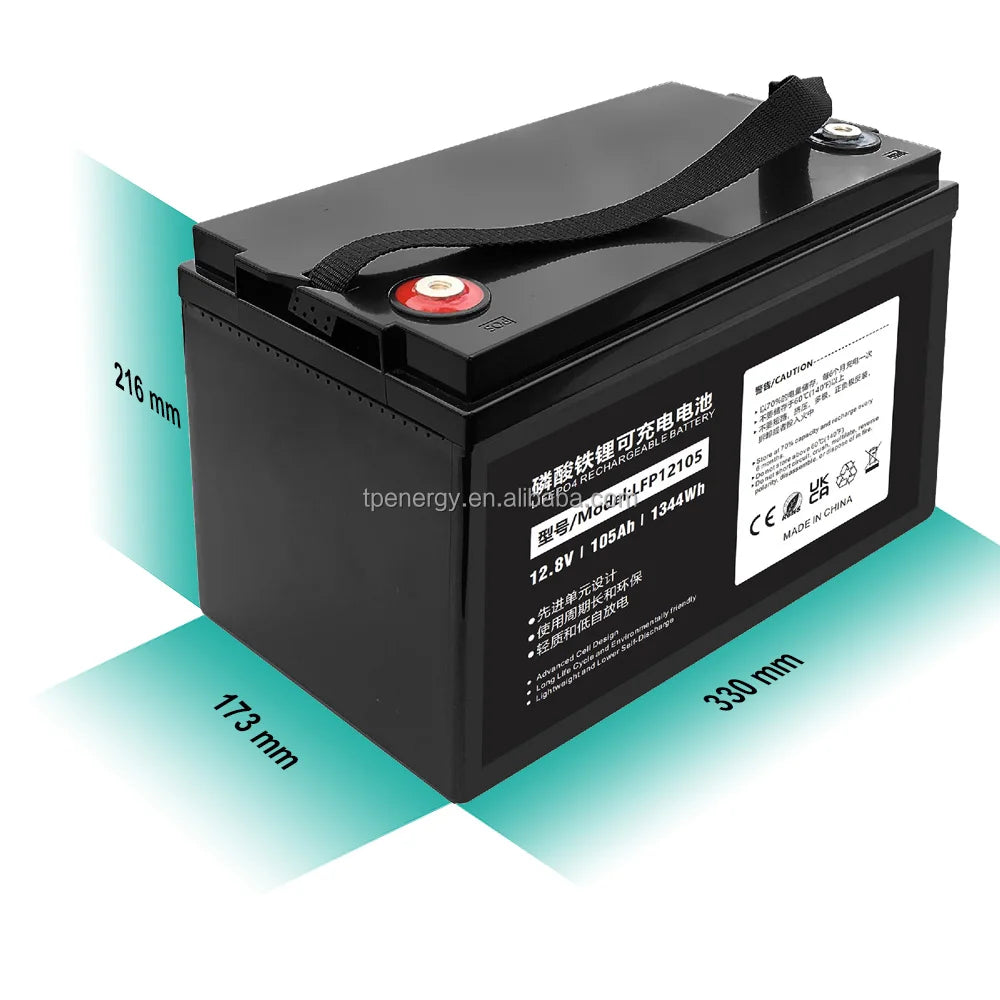 Deep Cycle 12V 105Ah Shenzhen Lifepo4 Battery Lead Acid Replacement OEM / ODM Solar Power Storage 12.8V Lithium Marine Battery
