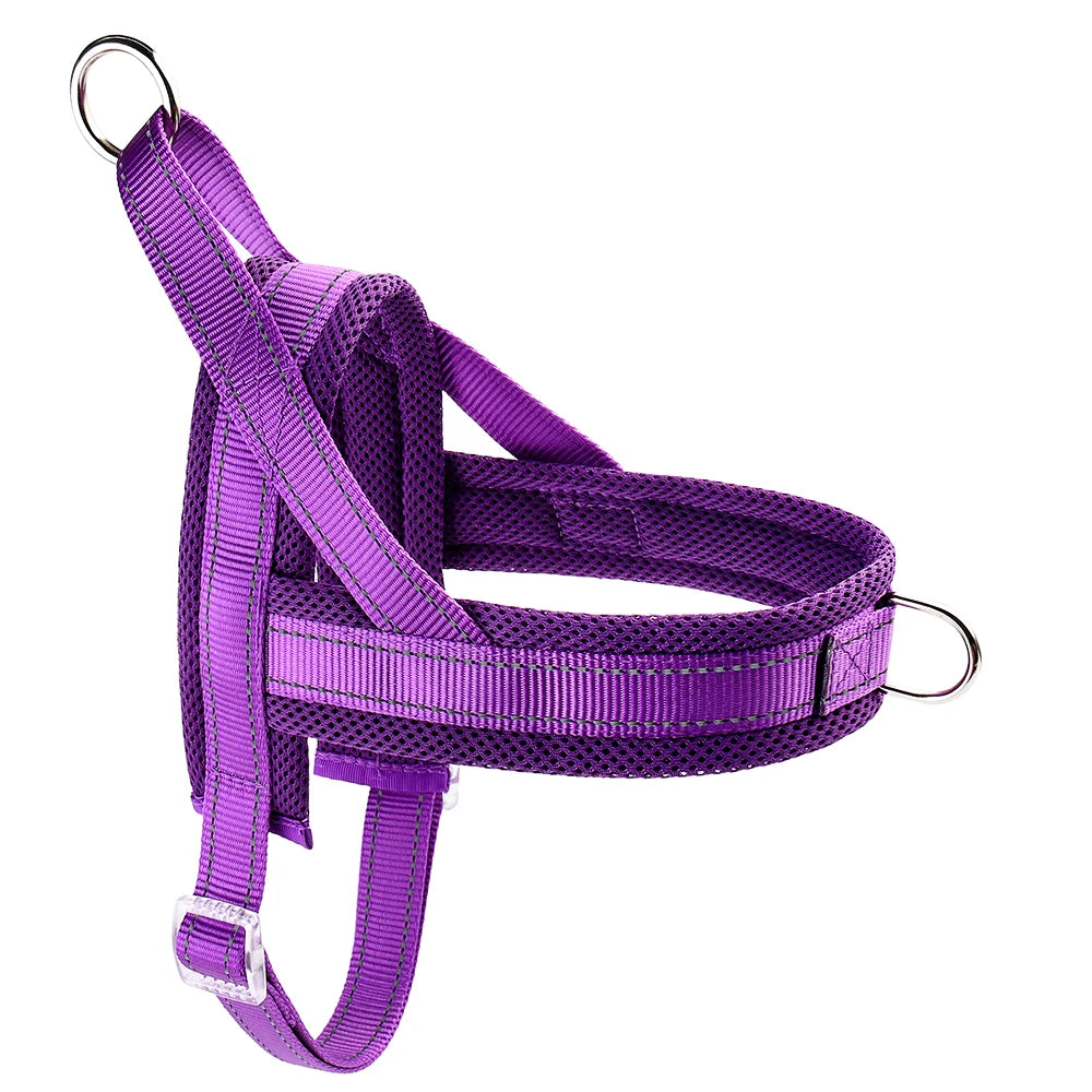 Free Sample Reflective Nylon Soft Mesh Padded Quick Fit Dog Strap Harness for Walking Training