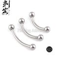 Highly Polished G23 Titanium Body Jewelry 14 Gauge 16 Gauge Titanium Banana Eyebrow with Ball