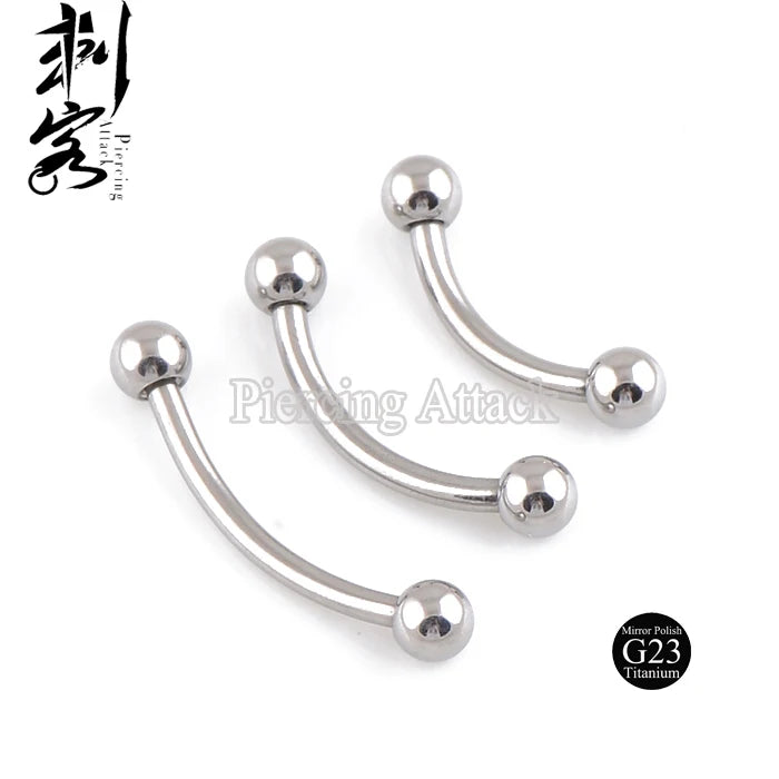 Highly Polished G23 Titanium Body Jewelry 14 Gauge 16 Gauge Titanium Banana Eyebrow with Ball