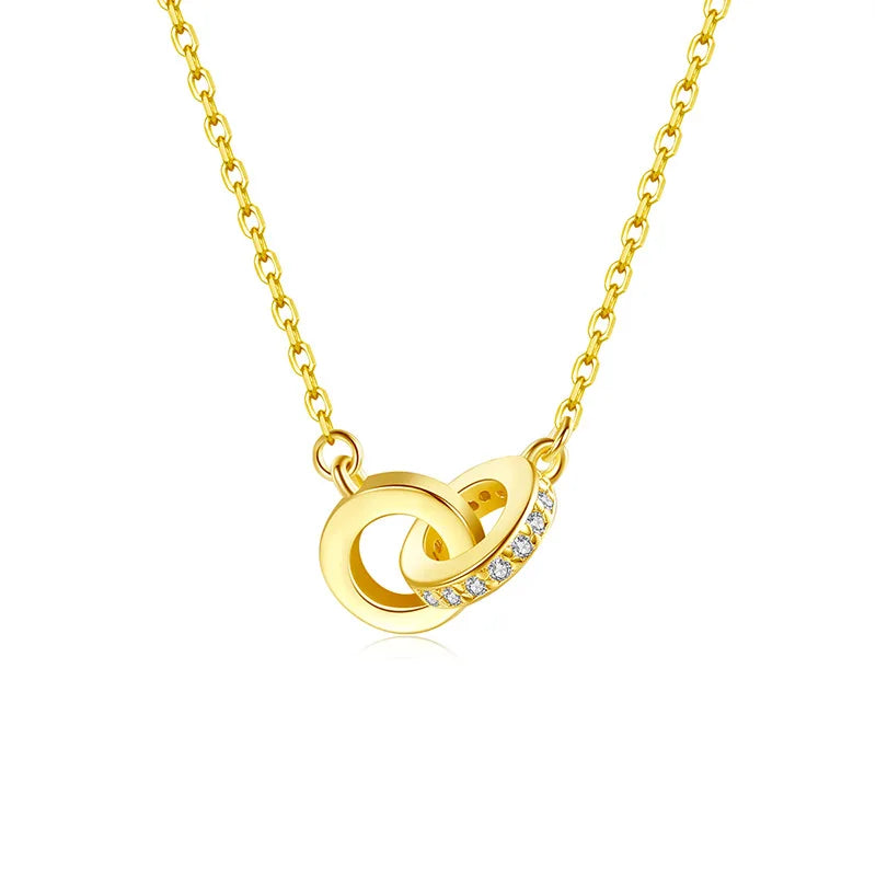 Daidan Gold Dainty Silver Necklace Set Double Circle Ring Gold Dainty 18K Gold Plated Necklace