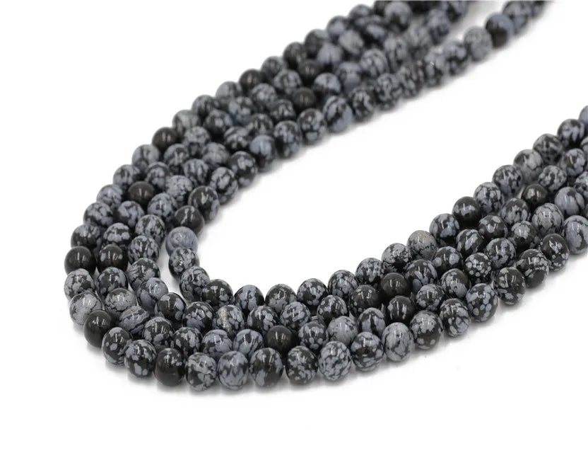 Hot Sale Natural High Quality Round Beads 8mm Snowflake Gem Stones for Jewelry Making