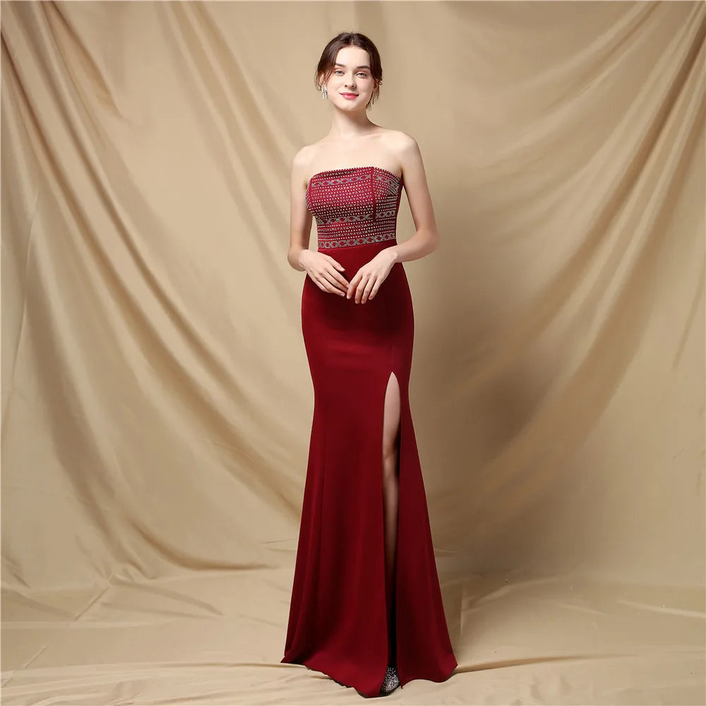 18717# European and American Court Style Long Slimming Annual Party Nightclub Wedding Dress Female