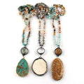 Fahion Beautiful Women Customized Jewelry 6mm8mm Natural Stone Gravel Knotted Necklace Irregular Big Gemstone Pendant Necklace